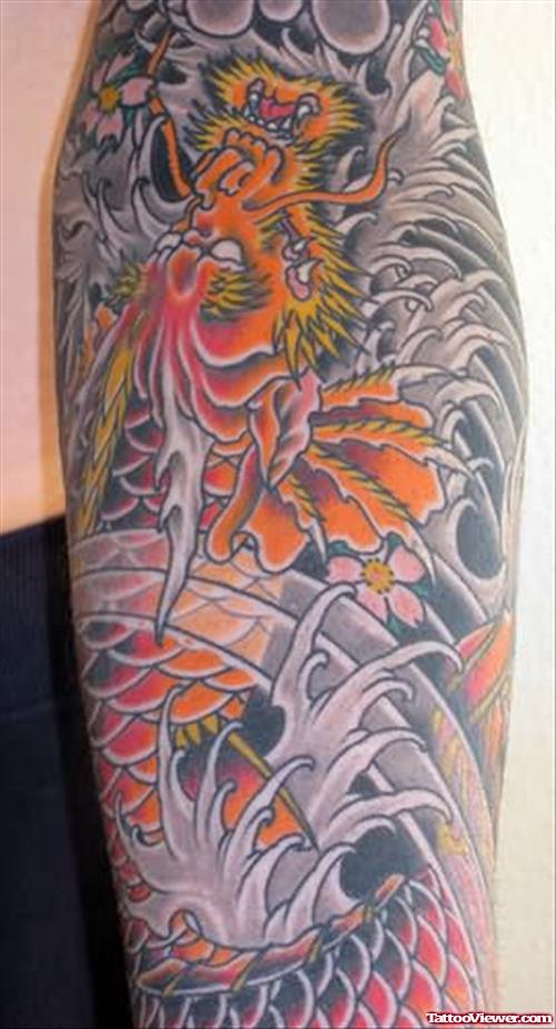 Asian Dragon Tattoo On Arm
