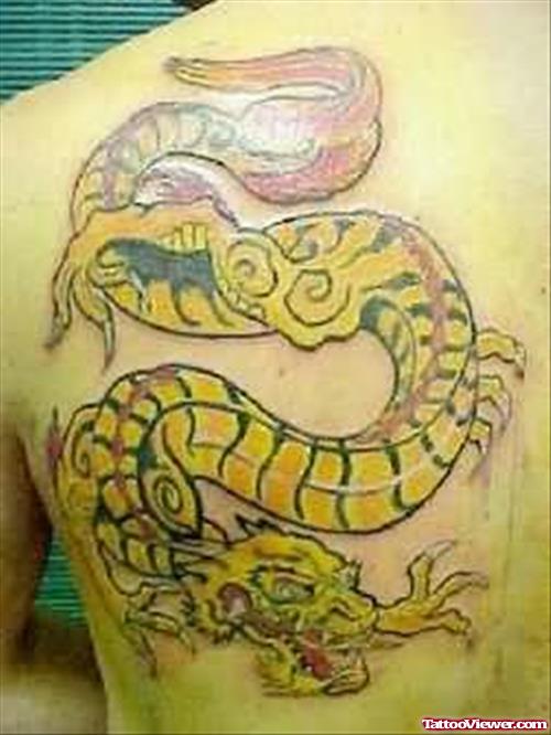 Terrific Dragon Tattoo On Back Shoulder
