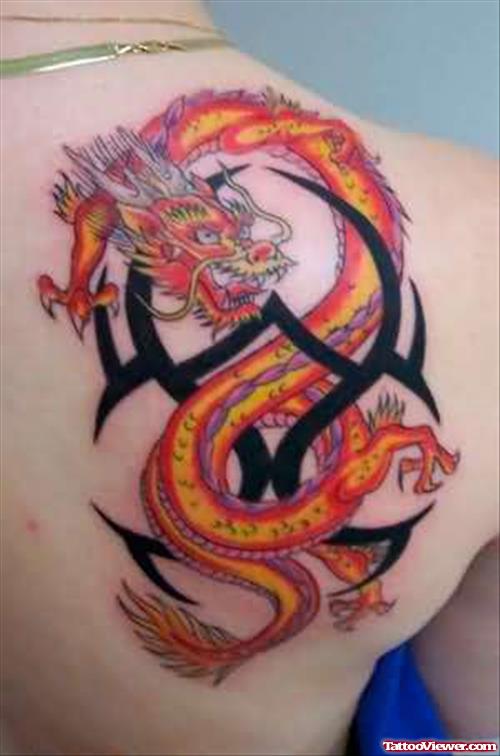 Dragon Tattoo On Back Shoulder