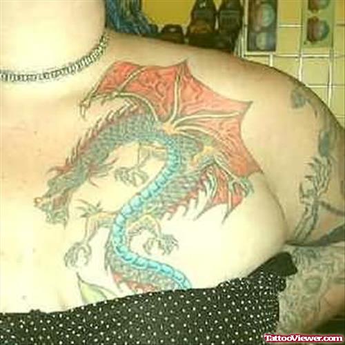 Awesome Dragon Tattoo On Chest