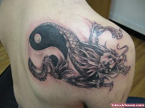 Dragon and Yin Yang Tattoo on Shoulder