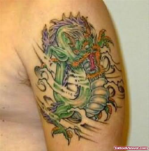 Beautiful Dragon Tattoo On Shoulder