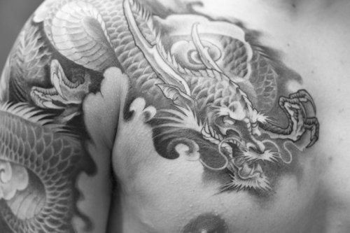 Dragon Tattoo On Man Chest