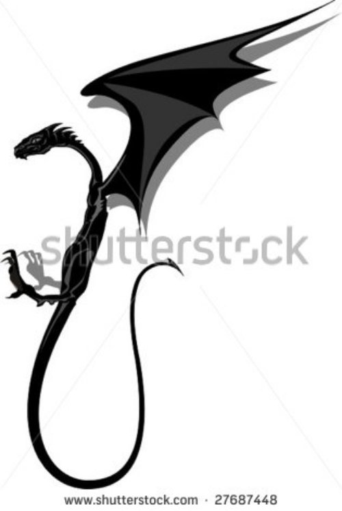 Flying Dragon Black Ink Tattoo Design
