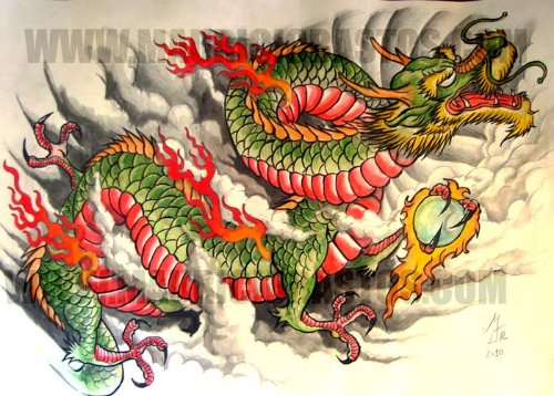Beautiful Colorful Dragon Tattoo Design