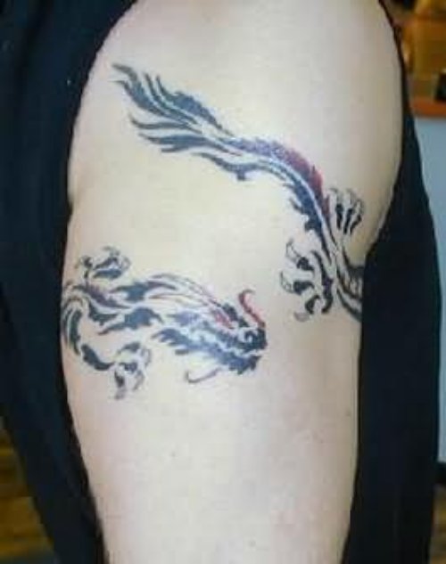 Stylish Dragon Tattoo On Muscles