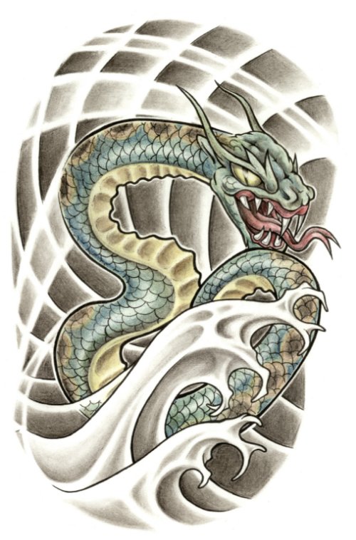 Green Dragon Tattoo Design For Men
