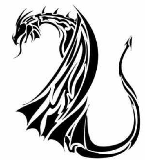 Tribal Black Dragon Tattoo Design For Guys