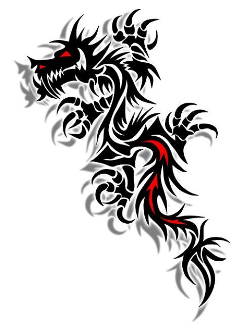 Superb Black Tribal Dragon Tattoo Design
