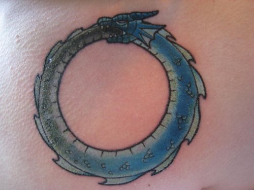 Ouroboros Blue Ink Dragon Tattoo