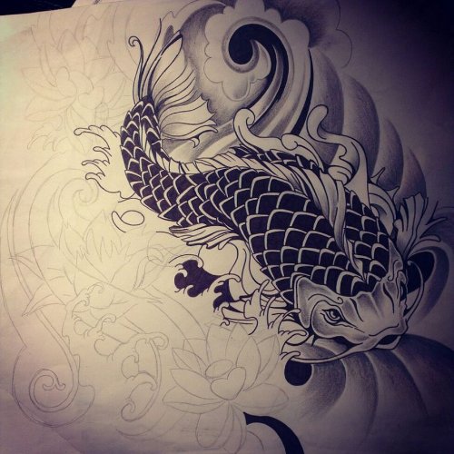 Dragon Koi Tattoo Design