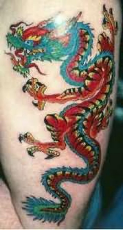 Terrific Colourful Dragon Tattoo