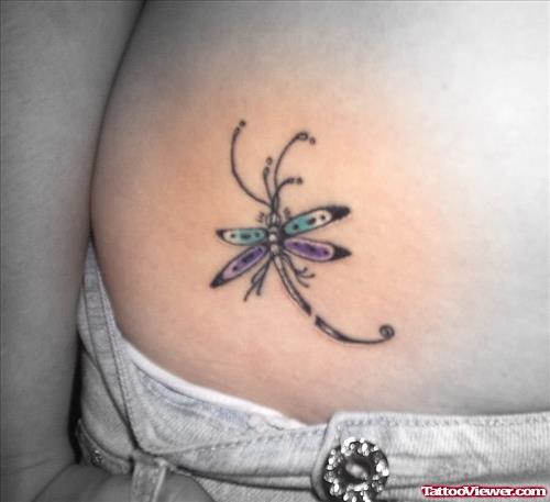 Awesome Colourful Dragonfly Tattoo