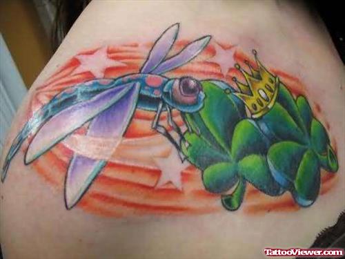 Dragonfly And Flowers Tattoo