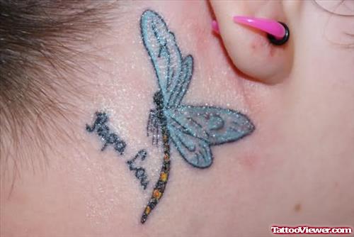 Dragonfly Behind Ear Tattoo