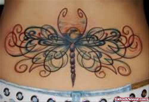 Big Dragonfly Tattoo On Lower Waist
