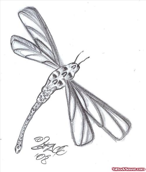 Skull Dragonfly Tattoo Design