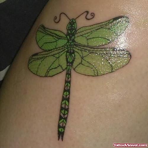Shining Green Dragonfly Tattoo