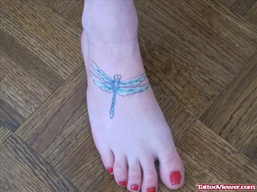 Dragonfly Tattoo Design on Foot