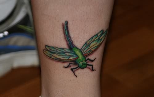 Lovely Green Dragonfly Tattoo