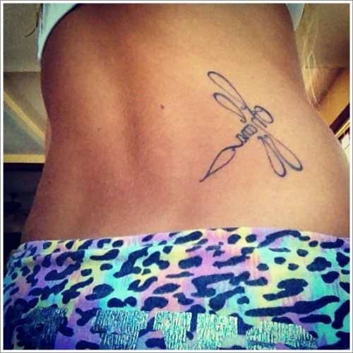 Outline Dragonfly Tattoo On back