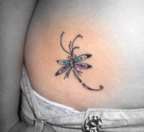 Nice Color Ink Dragonfly Tattoo