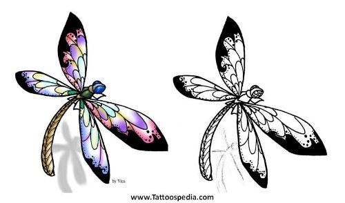 Colorful Dragonfly Tattoos Designs