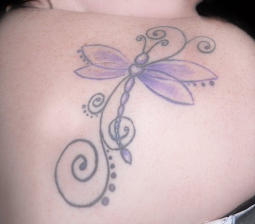 Beautiful Purple Wings Dragonfly Tattoo