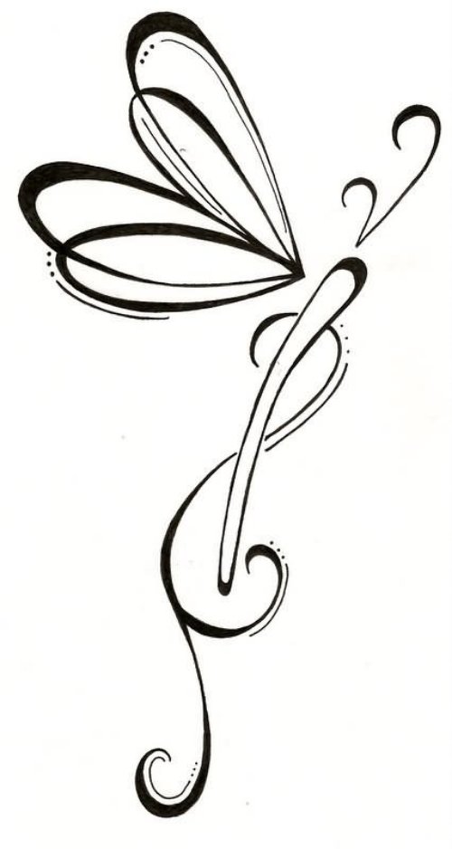 Outline Dragonfly Tattoo Design Ideas
