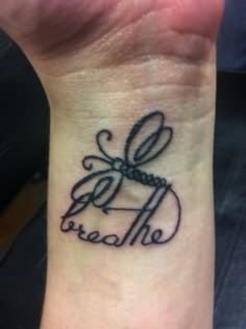 Breathe Dragonfly Tattoo On Wrist
