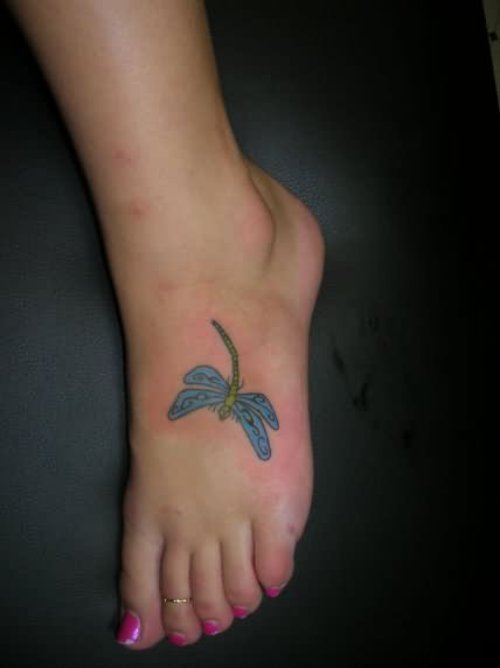Dragonfly Tattoo On Foot By Demonsin
