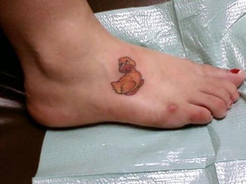 Girl Right Foot Small Duck Tattoo