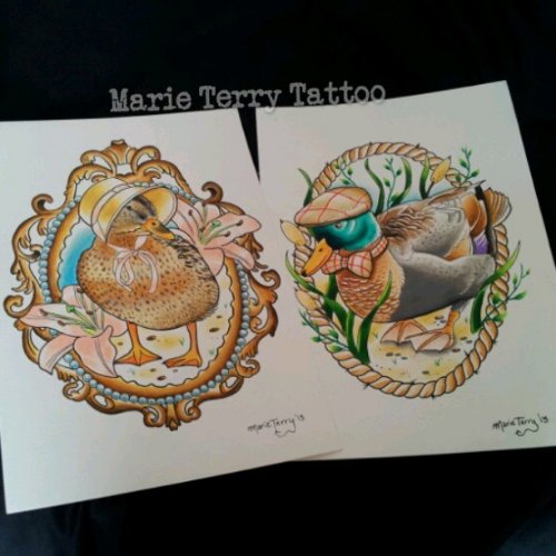 Color Ink Duck Tattoos Designs