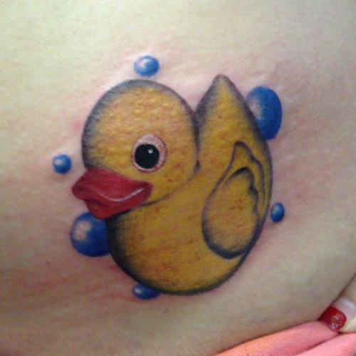 Small Rubber Ink Duck Tattoo