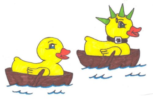 Rubber Ducks In Boat Tattoos Design