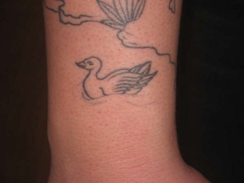 Outline Small Duck Tattoo On Arm