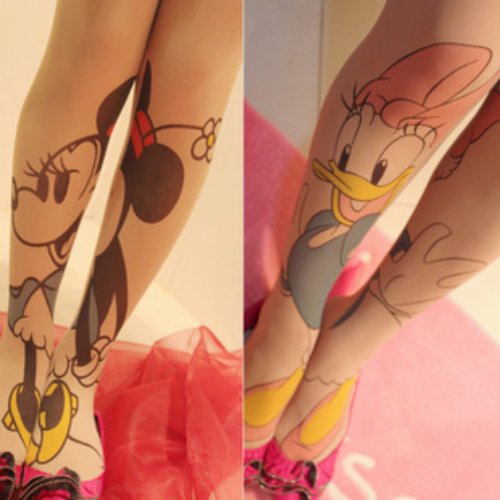 Mickey Mouse And Donald Duck Tattoos On Legs