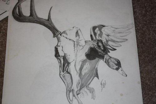 Deer Head And Duck Tattoo Design