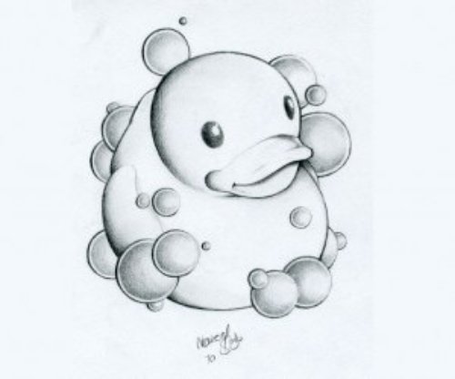 Grey Ink Small Rubber Duck Tattoo Design