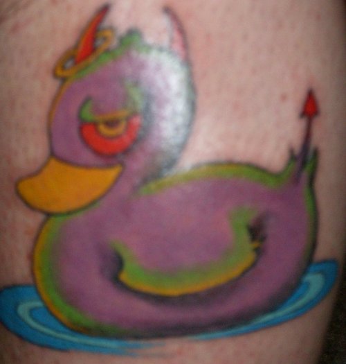Devil Colored Duck Tattoo Image