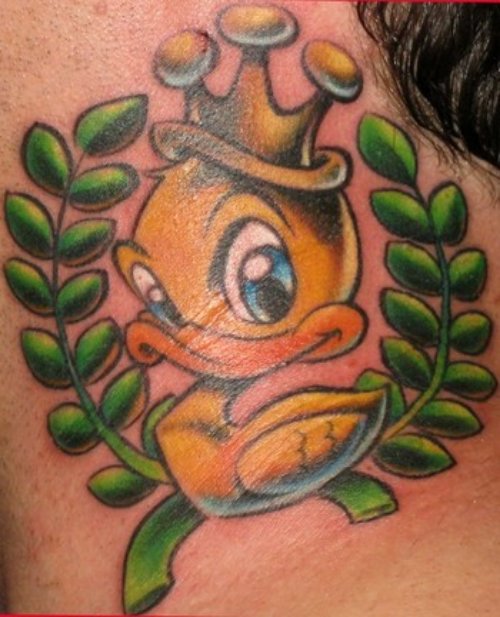 Color Ink Duck with Crown Color Ink Tattoo