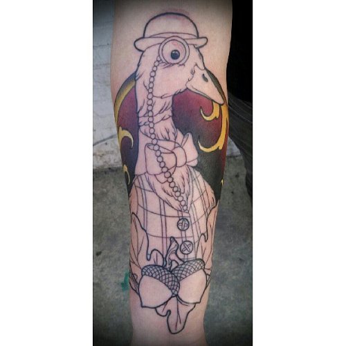 Duck with bow Tattoo Art