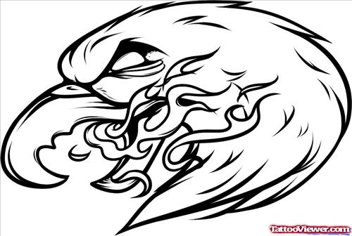 Eagle With Flame Tattoo Design
