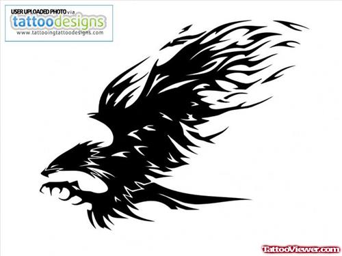Black Flying Eagle Tattoo Design