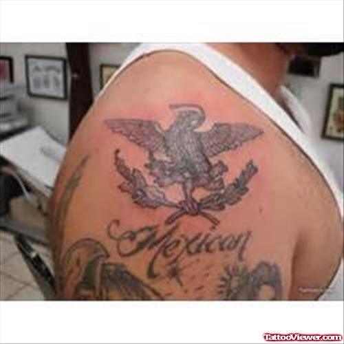 Mexican Eagle Tattoo On Right Shoulder