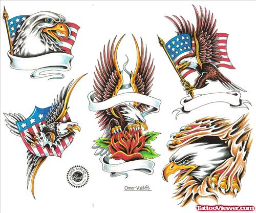 Colored Eagle Tattoos Designs