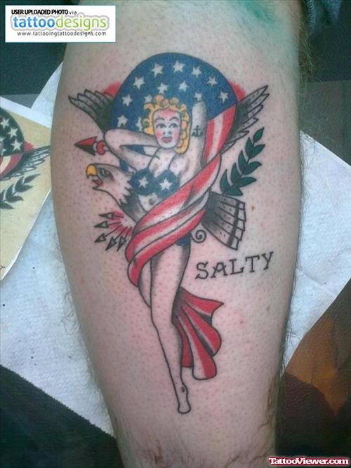 Pinup Girl With Eagle Tattoo