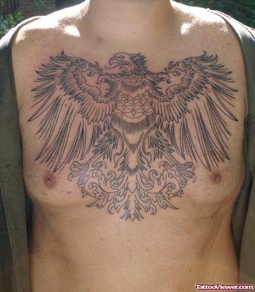 Good Grey Ink Eagle Chest Tattoo