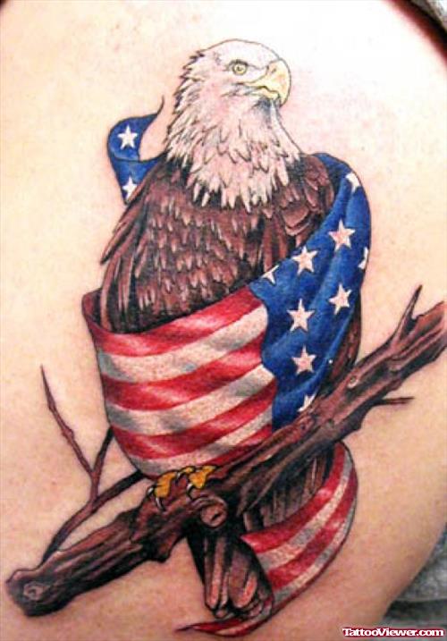 Eagle With Us Flag Colored Eagle Tattoo