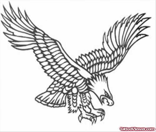 Tribal Flying Angry Eagle Tattoo Design